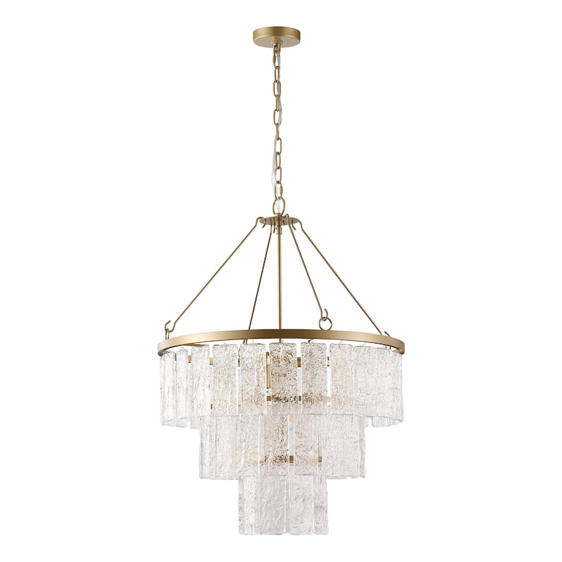 SAFAVIEH Couture Ima Art Deco 3-Tier Pendant Chandelier - 23.75 In W x 23.75 In D x 34.5 / 82.5 In H - Gold