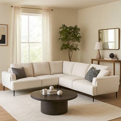 Batty L Shape Sectional Sofa, 114 Inch Light Brown Chenille Adjustable