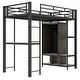 preview thumbnail 12 of 16, Black Twin Size Metal Loft Bed with Built-in Wardrobe, Desk, and Shelves