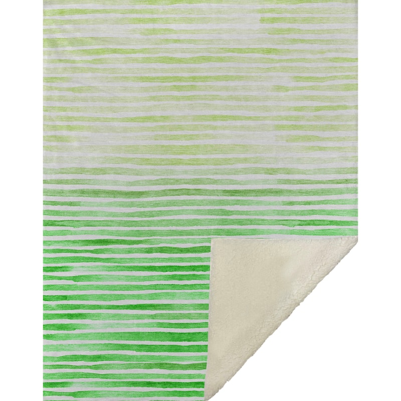 Premium Machine Washable ASB187 Ombre Stripes Sherpa Throw Blanket