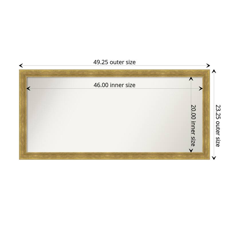 Angled Gold Framed Non-Beveled Custom Wall Mirror, Bathroom Vanity Mirror