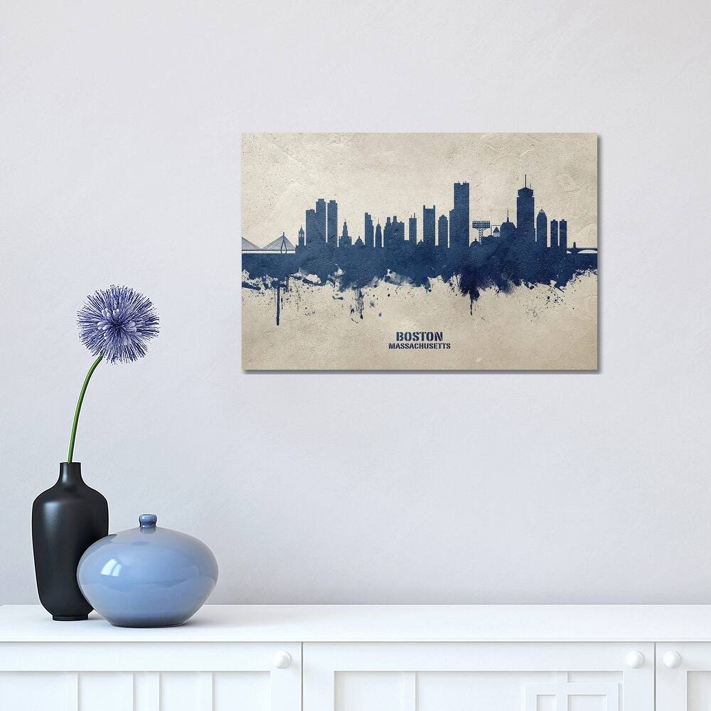 iCanvas "Boston Massachusetts Skyline Concrete" by Michael Tompsett Canvas Print