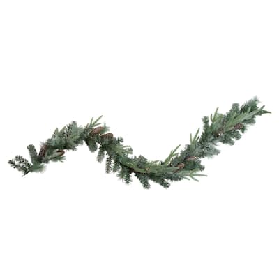 6' x 9" Pre-Lit Decorated Mixed Pine and Pine Cone Artificial Christmas Garland
