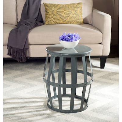 SAFAVIEH Rinaldo Grey Iron Accent Stool - 15.7" x 15.7" x 19"