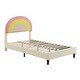 preview thumbnail 19 of 27, Rainbow Shaped Upholstered Platform Bed with Height-adjustbale Headboard
