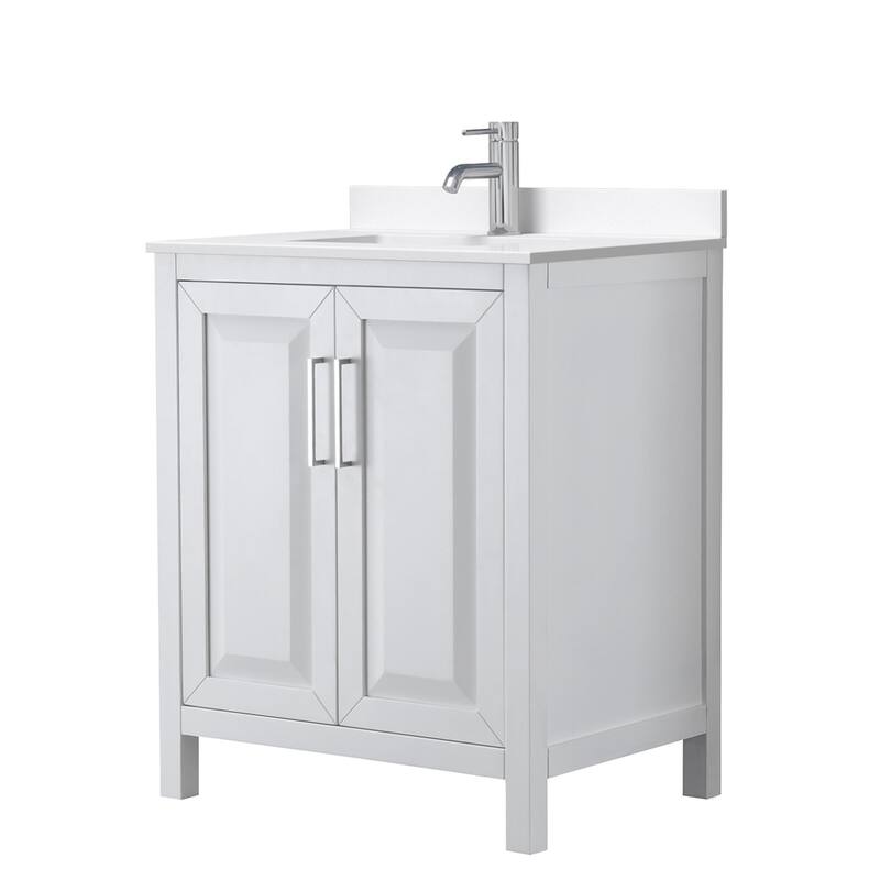 Daria 30-inch Single Vanity, Single Hole Quartz Top - White, Chrome Trim, White Quartz Top