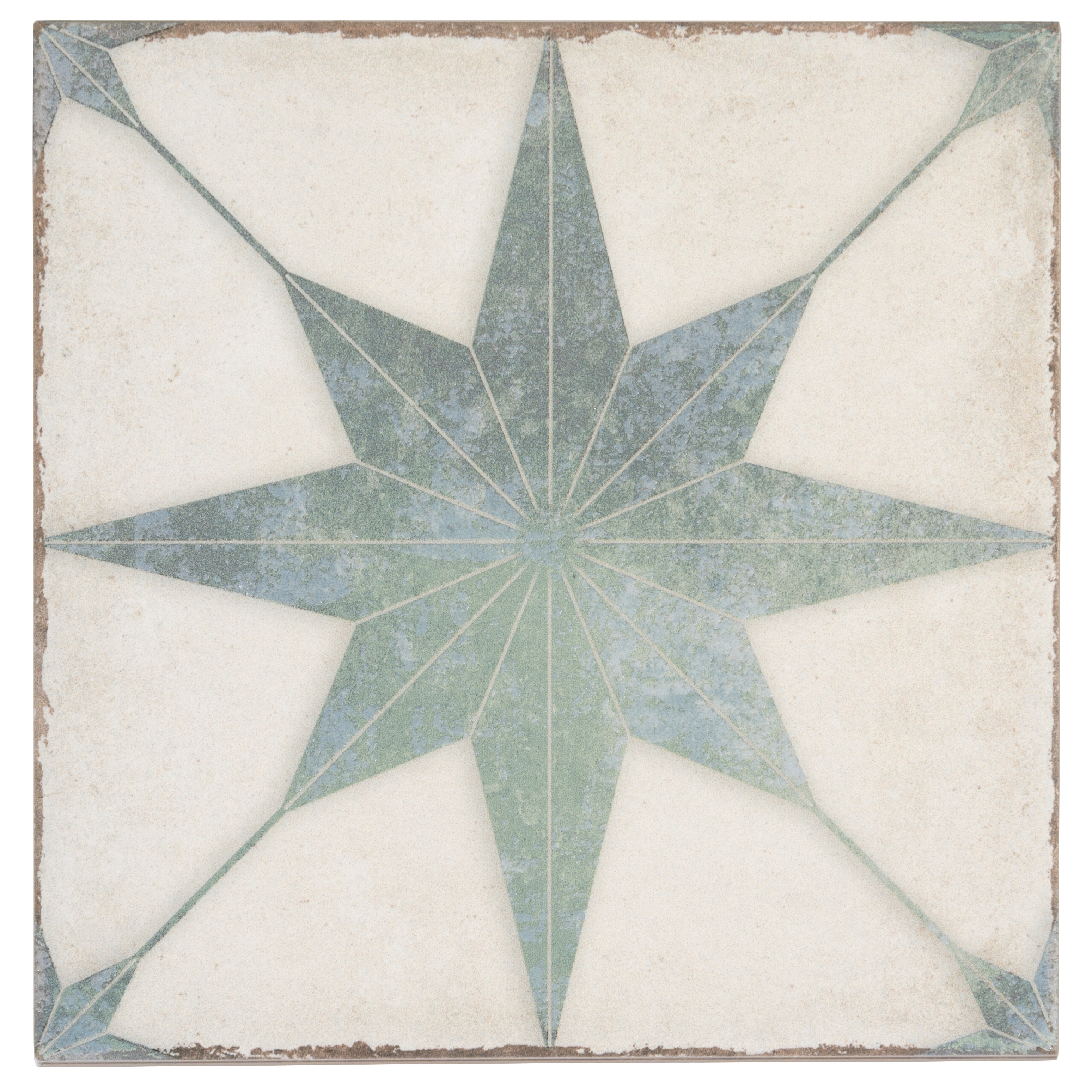 Faenza 8x8 White, Dusty Sage Green Porcelain Square Motif Wall and Floor Tile (6.46 sq ft/case) - 15 Pack