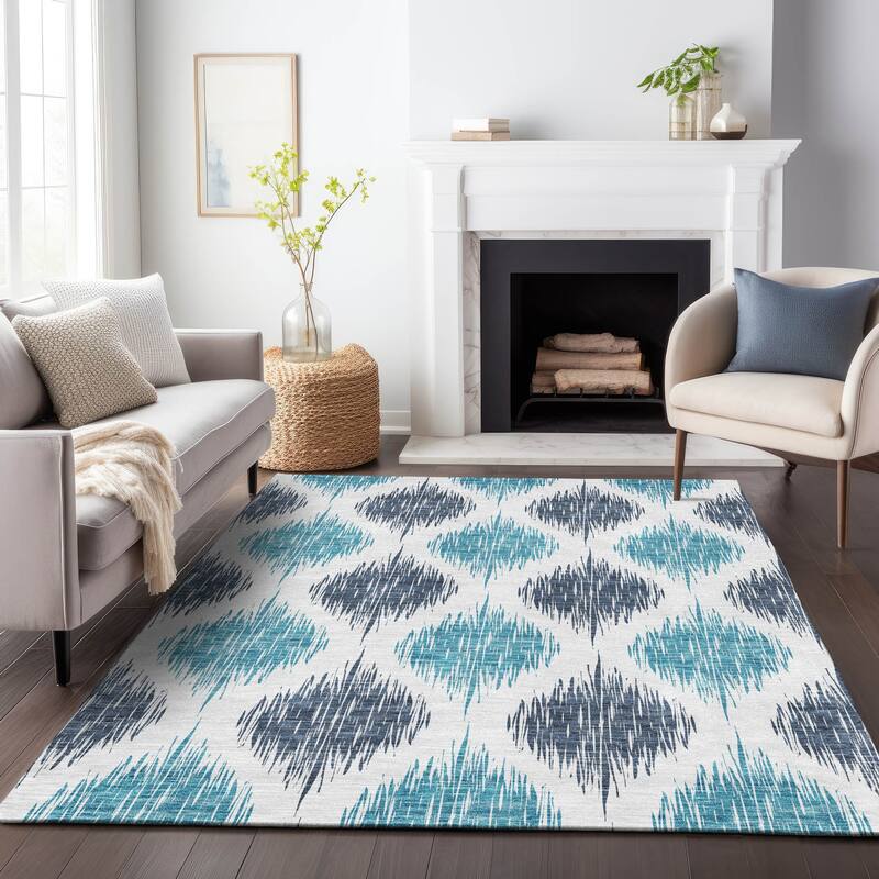 Machine Washable Indoor/ Outdoor Chantille Contemporary Geo Rug
