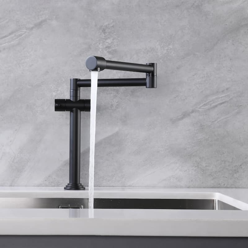 Modern Two Handle Solid Brass Folding Stretchable Pot Filler Faucet