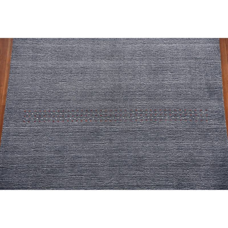 Hand Knotted Oriental 100% Wool Carpet Tribal Animal Pictorial Navy Blue & Blues Gabbeh Area Rug - 7' 7'' X 5' 3''