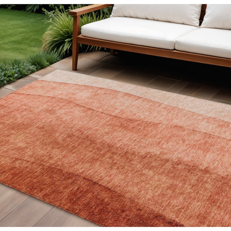 HomeRoots Ombre Transitional Rectangle Outdoor Rug - 10' X 14'