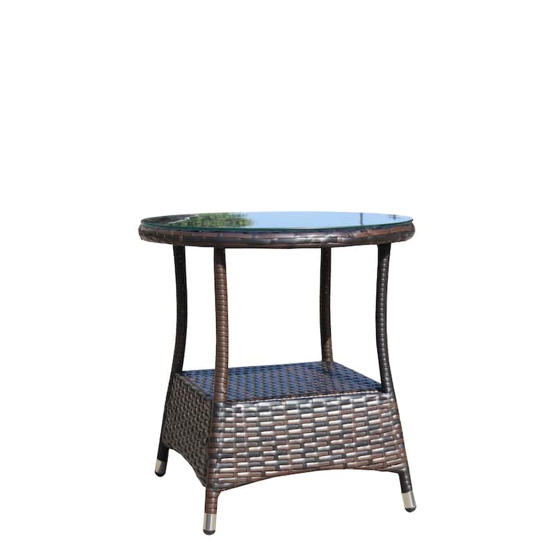 Outdoor patio Furniture 1 Round Coffee table with clear tempered glass