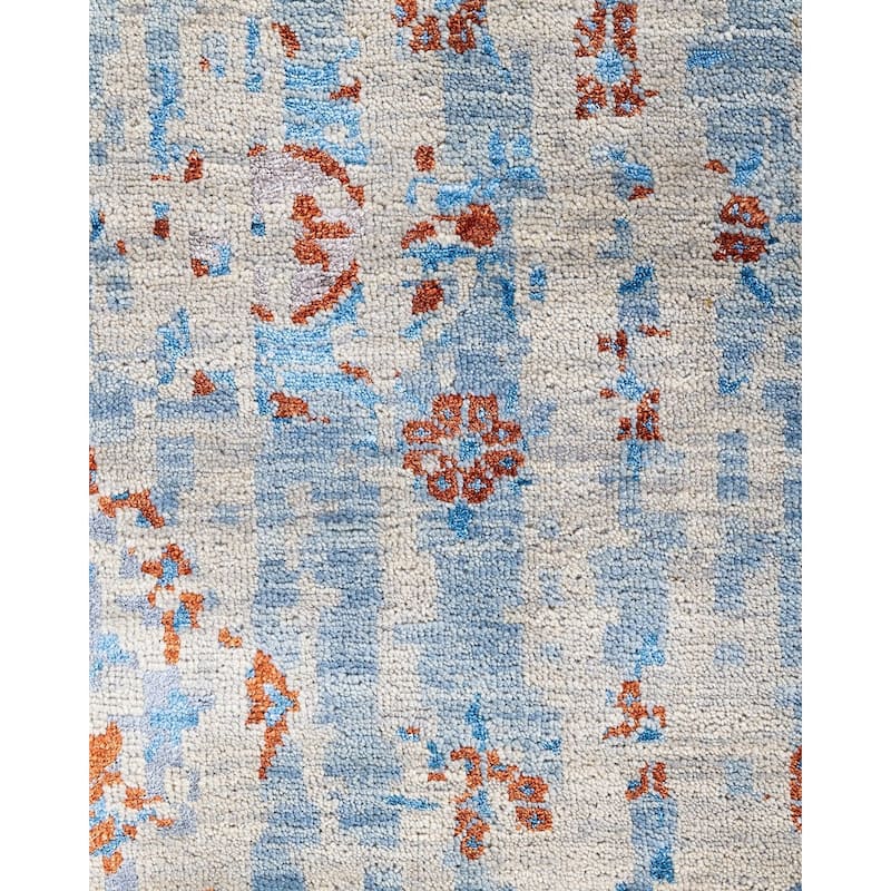 Ikat One-of-a-Kind Hand-Knotted Area Rug, Blue - 8' 1" x 9' 9"