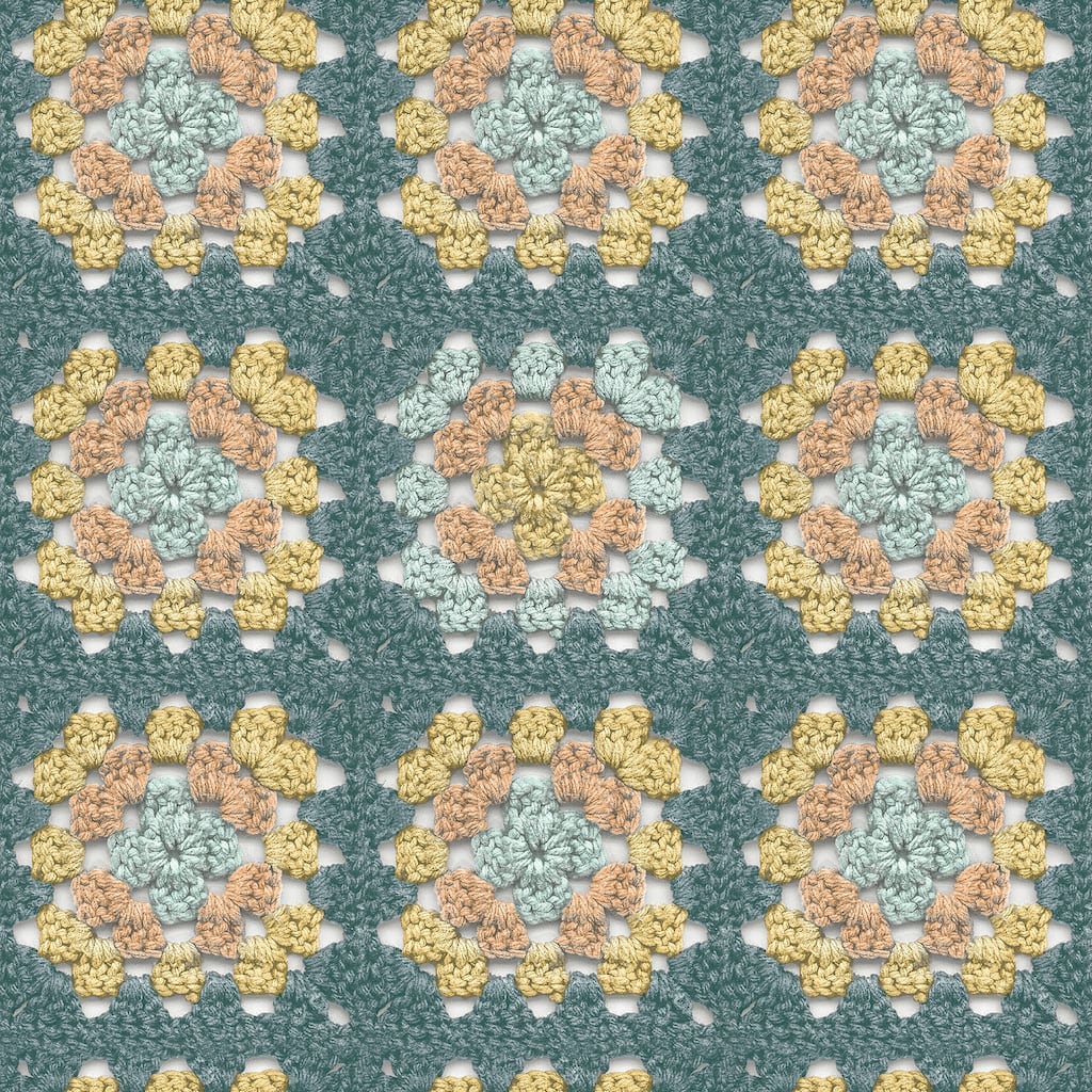 Chesapeake Maud Teal Crochet Geometric Wallpaper