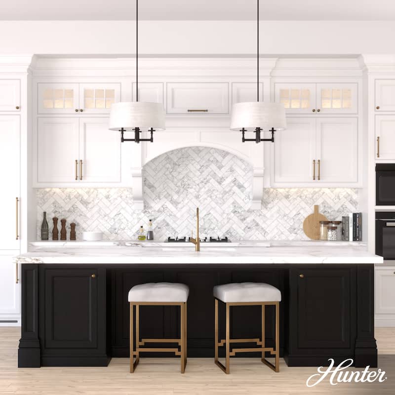 Hunter Briargrove 4-Light Chandelier with Shade - Kitchen Island, Dining Room, Entry - Geometric, Transitional - 24"
