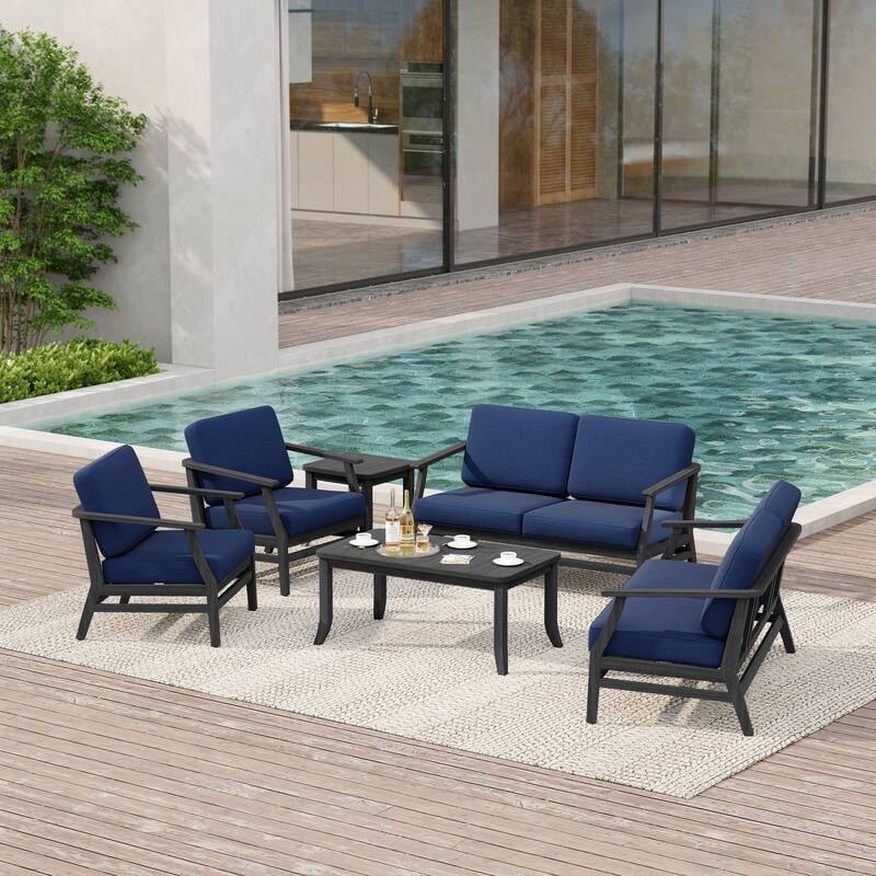 Large Outdoor Conversation Set with Patio Chairs, Loveseat, Tables
