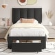 preview thumbnail 94 of 123, Javlergo Bed Frame with Storage Drawers Upholstered Platform Bed Frame with Adjustable Headboard Black - Twin