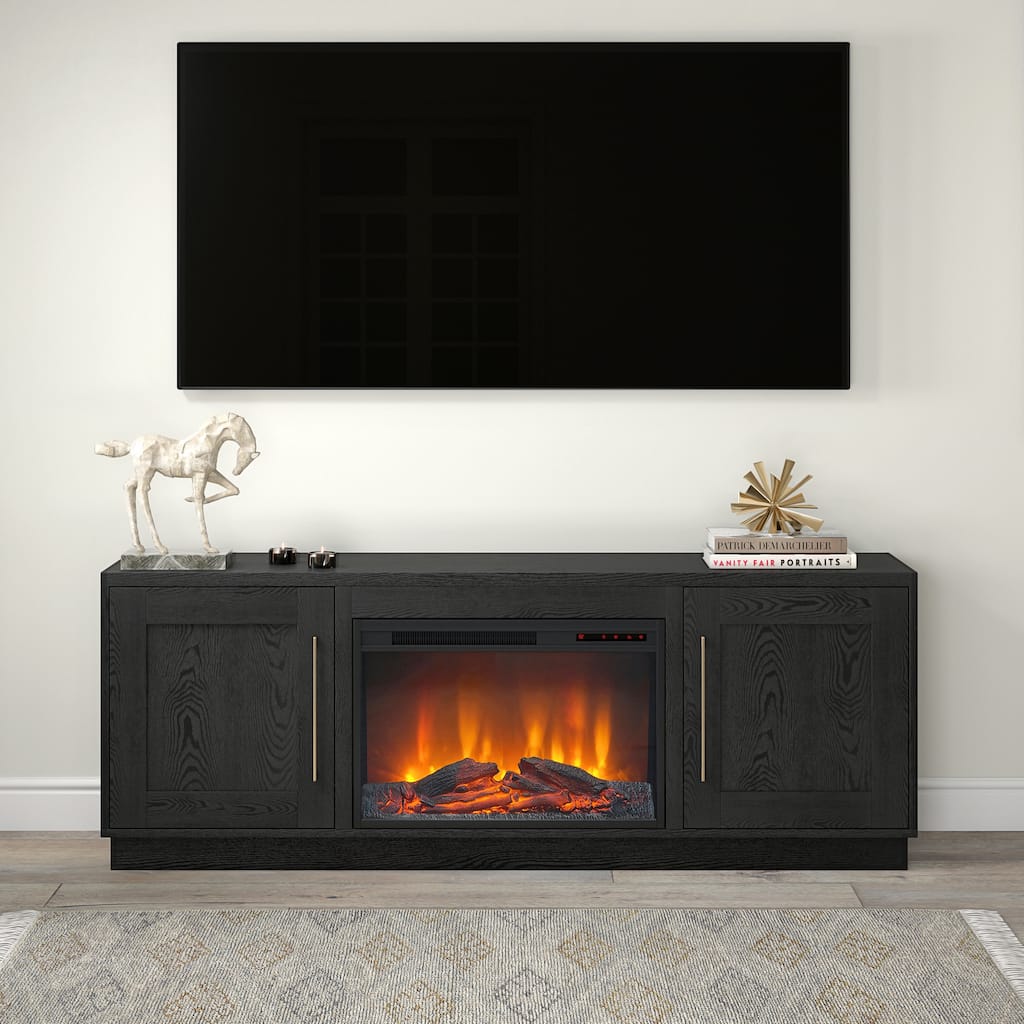 Tillman Rectangular TV Stand with Log Fireplace for TV's up to 75"