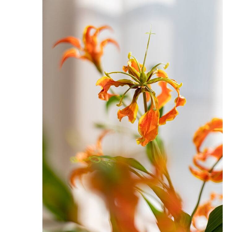 RusticReach Silk Flower Flame Lily Stem 29" Tall