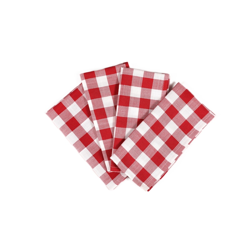 Gingham Check-Classic 20X20-Napkins-Set of 4 - Red