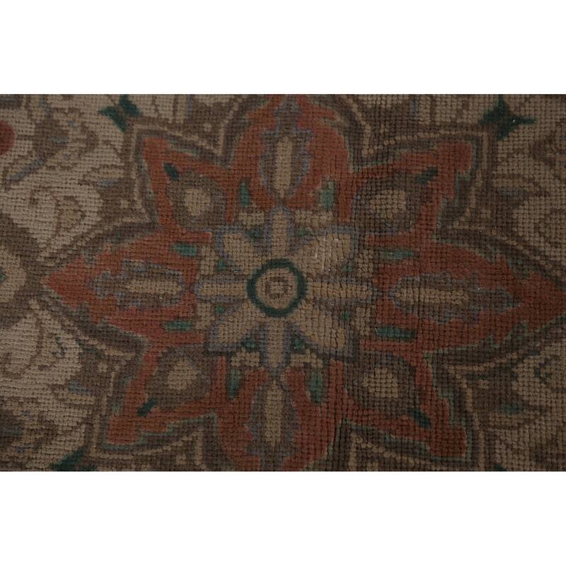 Blue Tabriz Persian Vintage Rug Hand-Knotted Traditional Wool Carpet - 10'0"x 13'2"