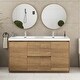 preview thumbnail 1 of 85, Floating Bathroom Vanity with Integrated Resin Top Natural Oak - 59.06'' x 19.69'' x 33.46''
