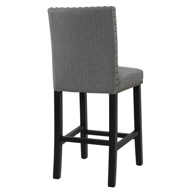 25 Inches Bar Stools Set of 2 Upholstered Counter Height Bar Stools with Back and Nailhead Trim