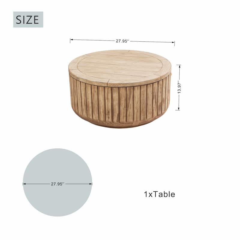 Rustic Faux Wood Terrafab Composite Round Coffee Table