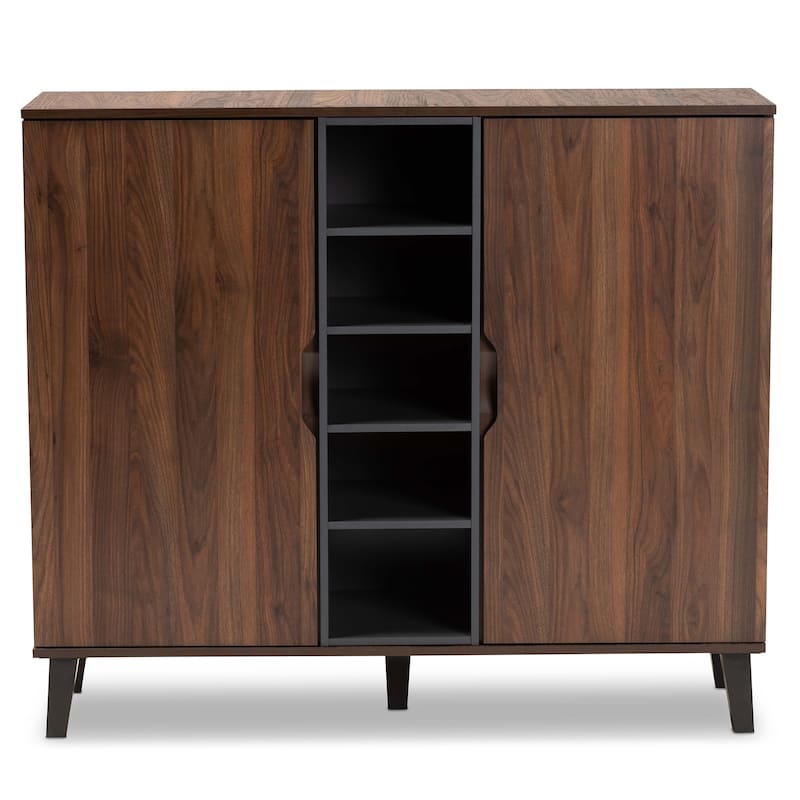 Idina Mid-Century Modern Two-Tone 2-Door Shoe Cabinet