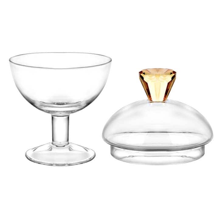 Glass Jar with Colored Diamond Handle