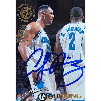 Alonzo Mourning Autographed 1994 Topps Stadium Club Signed Basketball Card #167 Auto JSA COA - 8'6" x 11'6"