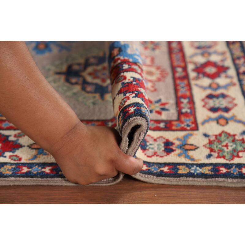 Gray Kazak Oriental Foyer Rug Hand-Knotted Wool Carpet - 2'1" x 3'1"