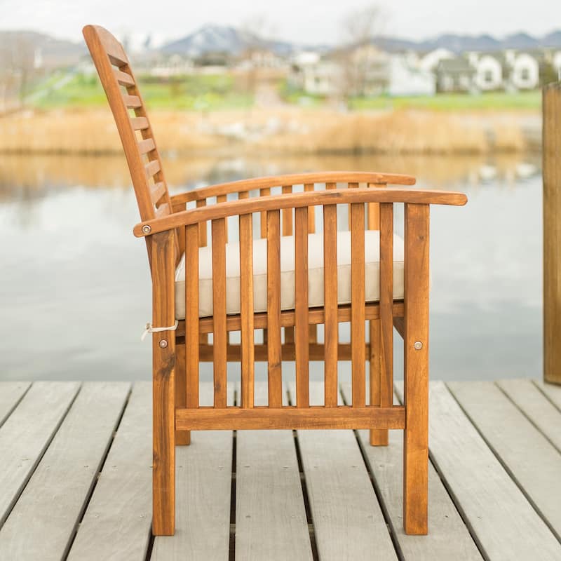 Walker Edison Surfside Acacia Wood Outdoor Chairs (Set of 2)