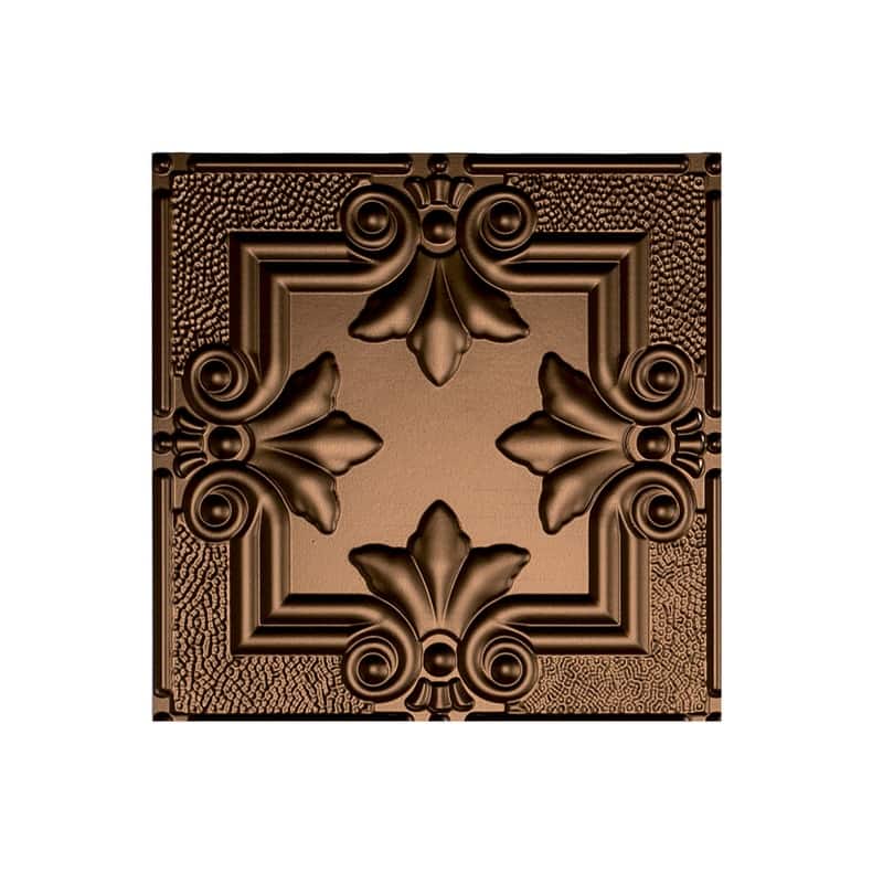 FASÄDE Regalia Decorative Vinyl 2ft x 4ft Glue Up Ceiling Panel in Oil Rubbed Bronze (5 Pack) - 12in x 12in Sample - Oil Rubbed Bronze