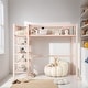 preview thumbnail 1 of 7, Full Size Loft Bed with 4-Tier Storage Shelves, Metal Bed with Full Length Guardrail, Kid's Bed for Bedroom, Pink