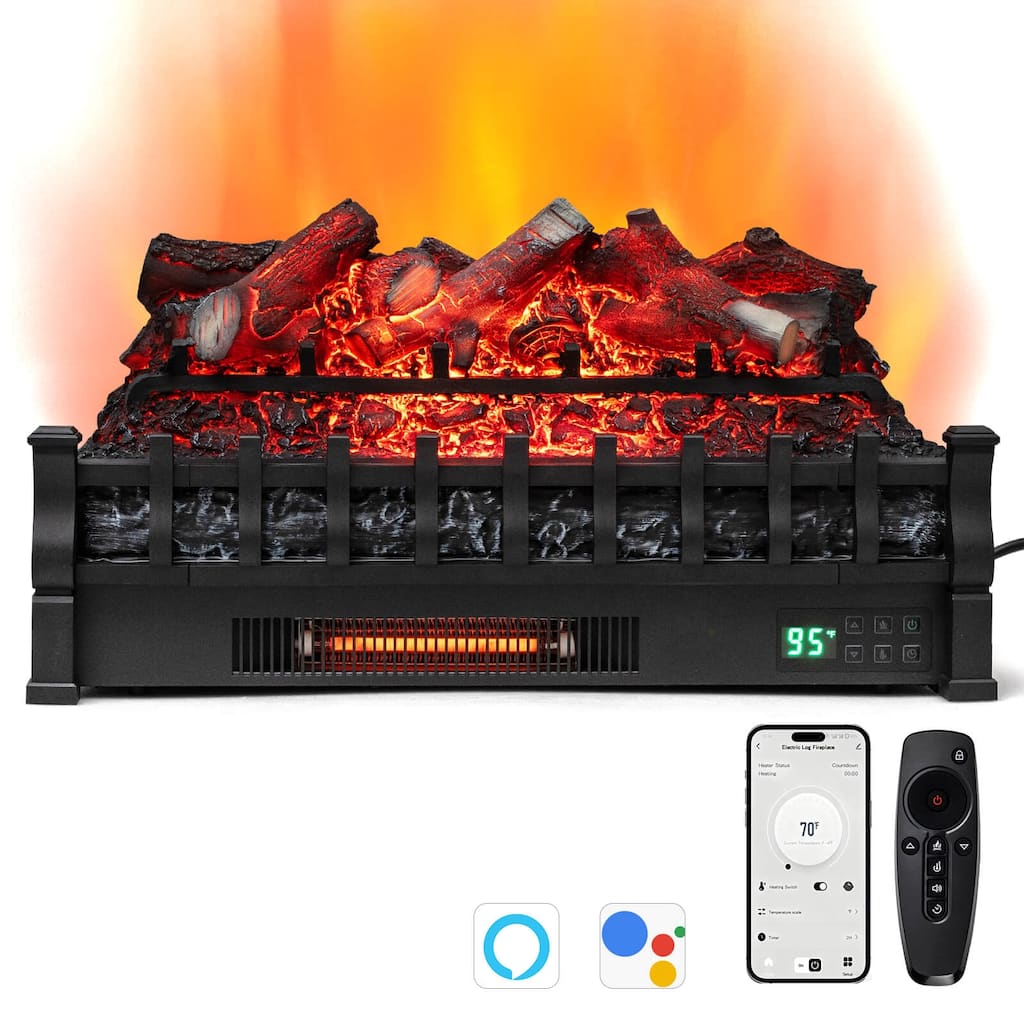 Costway 26” WiFi Infrared Quartz Electric Fireplace Insert Logs Heater - See Details