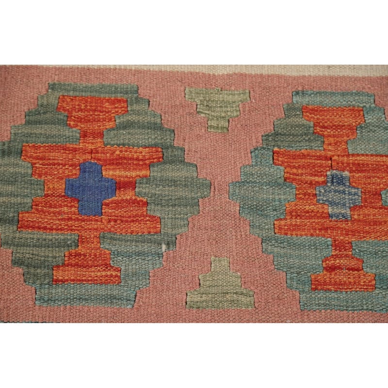 Multicolor Kilim Area Rug Flatweave Foyer Wool Carpet - 3'3"x 4'10"