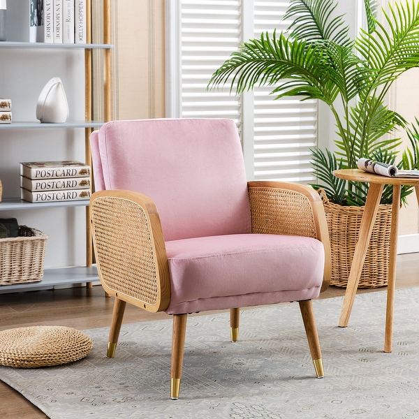 Rattan accent discount chair with cushion