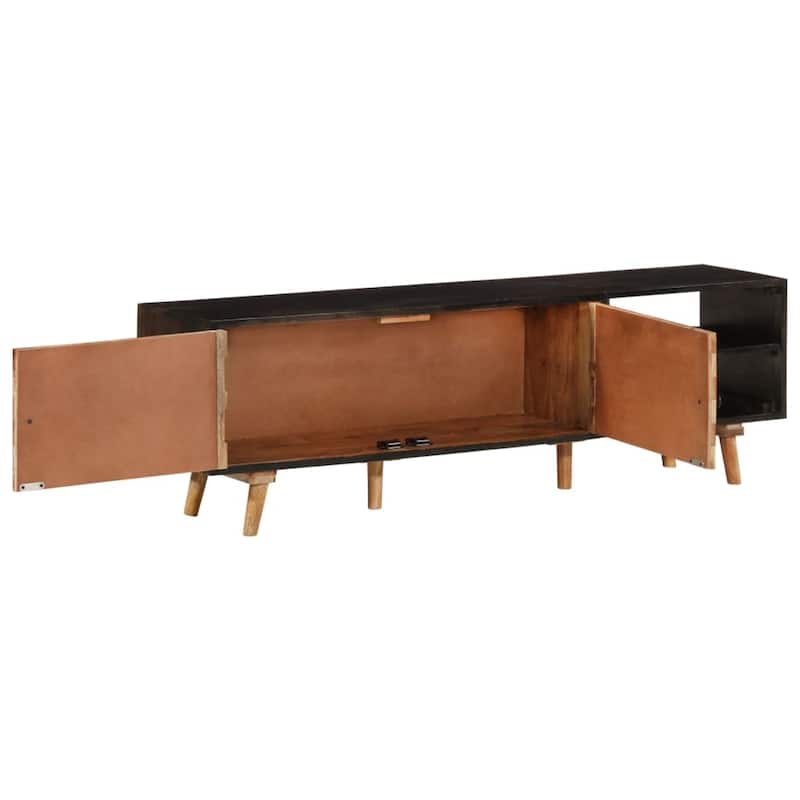 vidaXL TV Stand 55.1"x11.8"x17.7" Rough Mango Wood and Solid Wood Acacia - 55.1" x 11.8" x 17.7"