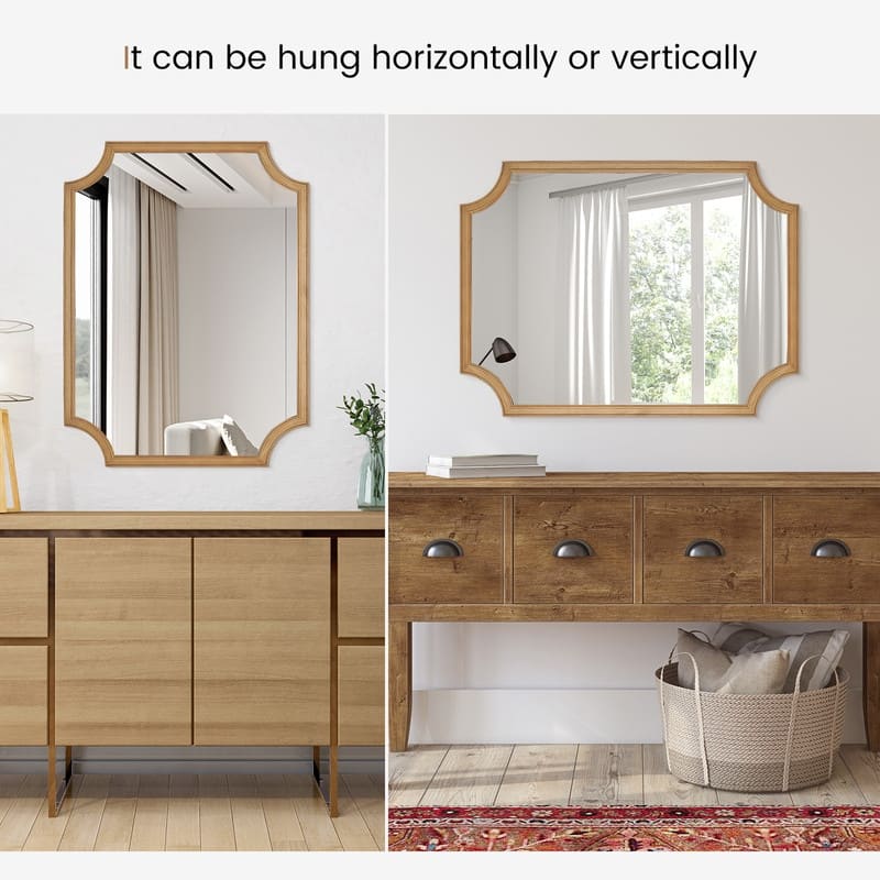 Full Scalloped Corners Arch Farmhouse Wall Mirror with Wood Frame