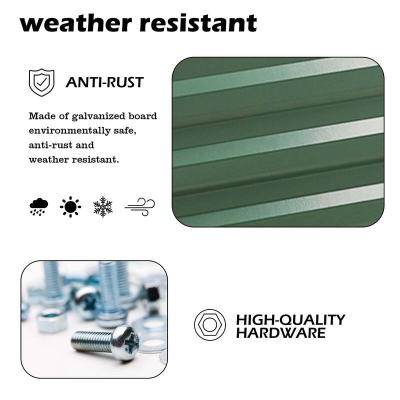 Aoodor Outdoor Galvanized Raised Garden Bed 3' x 3' x 1' for Vegetables Patio Ourdoor Yard - Set of 2