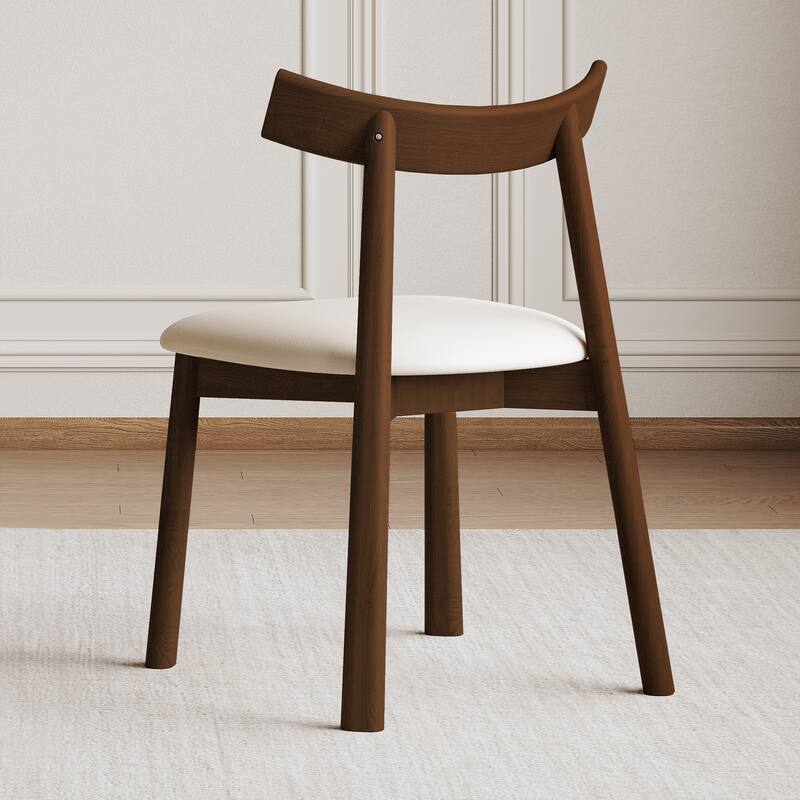 Set of 2 Modern Dining Chairs, Ergonomic Armless Kitchen Chairs with Thick Cushions, Leather Upholstery