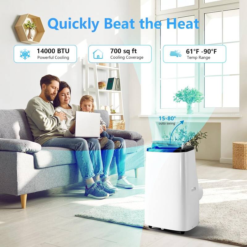 14000BTU Portable Air Conditioner with Remote Control
