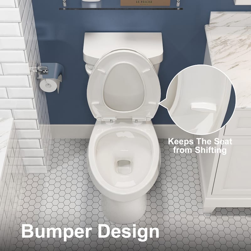 Two-piece 1.28 GPF Single Flush ADA Chair Height Elongated Toilet Map Flush 1000g, Soft-Close Seat Included