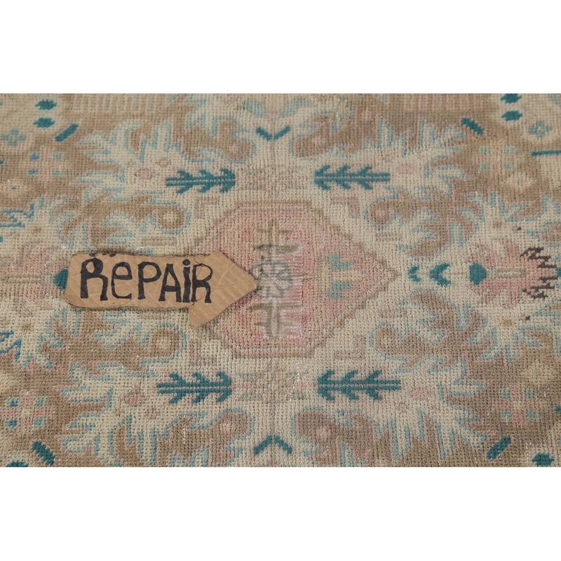 Pink Geometric Tabriz Persian Vintage Area Rug Handmade Wool Carpet - 8'0"x 11'5"