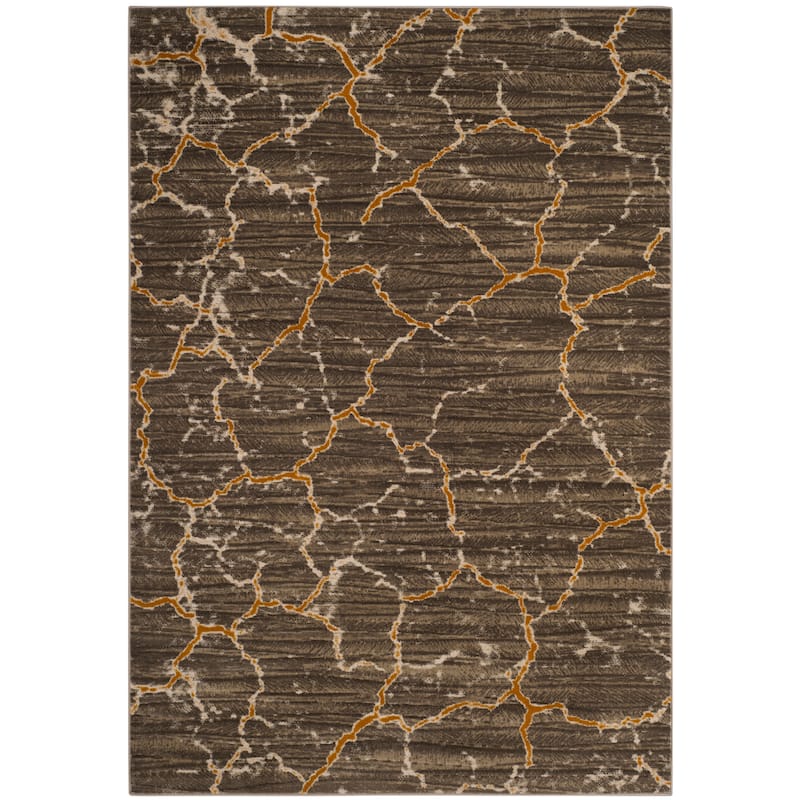 SAFAVIEH Porcello Terezia Modern Rug - 4'1" x 6' - Dark Grey/Yellow