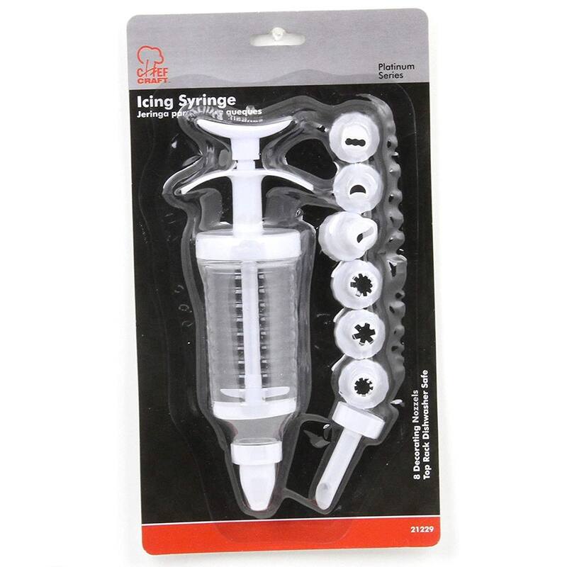 Chef Craft Dessert / Cake Icing Syringe with 8 Decorating Nozzle Tips