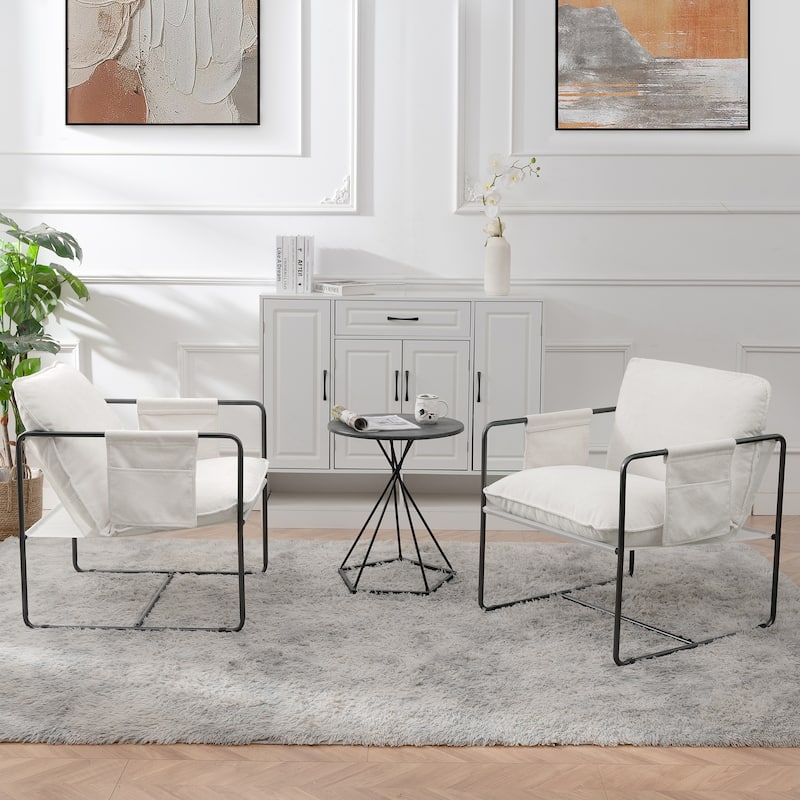 Upholstered Hanging Armchair with Arm Pocket and Crushed Foam Cushions - 29.13 x 27.56 x 32.68
