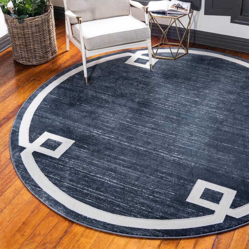Contemporary Richye Collection Area Rug - Navy Blue - 3'3" Round