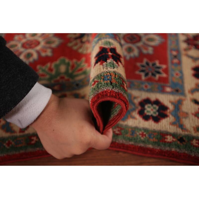 Red Kazak Foyer Rug Handmade Oriental Geometric Wool Carpet - 2'0" x 3'0"
